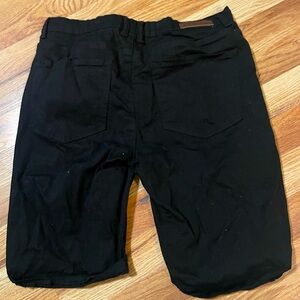 WOMENS BLACK JEAN SHORTS (stretchy material) -mid length (right above knees)